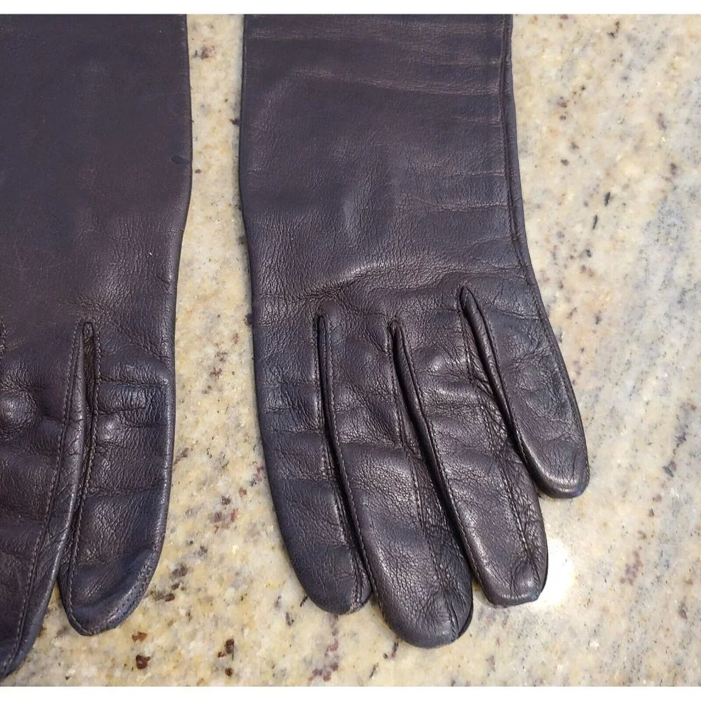 Vintage Size 6.5 Brown Lined Leather Goves . Formal 12